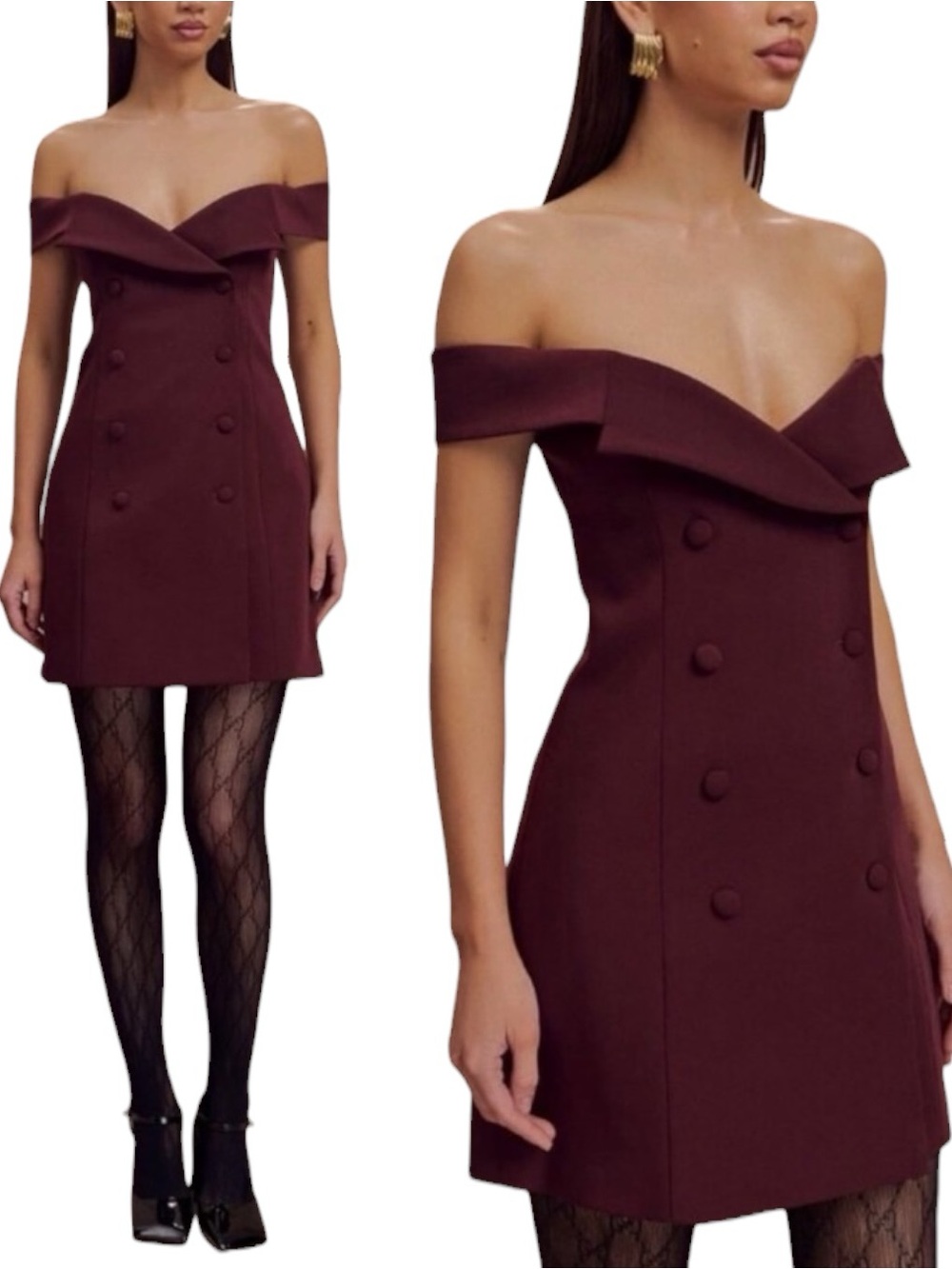 NWT Meshki Noelle Off the Shoulder Suiting Mini Dress Size XXS